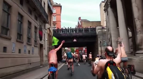 naked bike ride bristol bridge