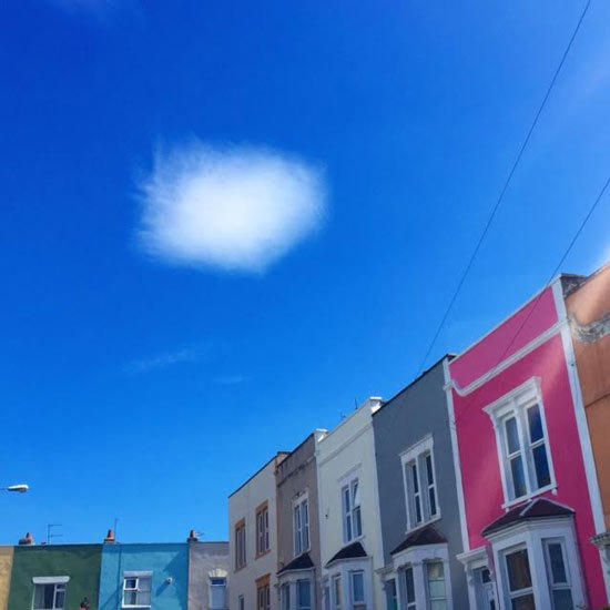 colourful houses with a cloud