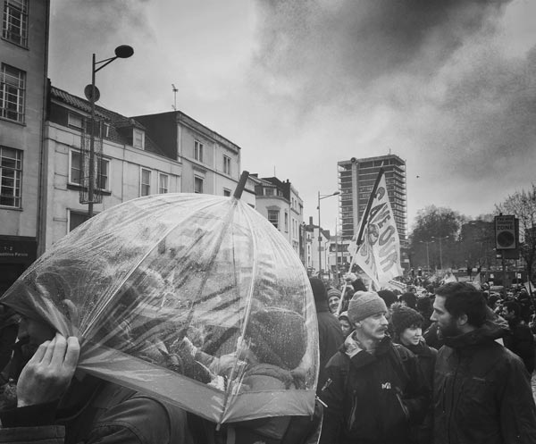umbrella black and white shot