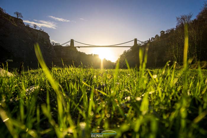 clifton suspension bridge from the grass