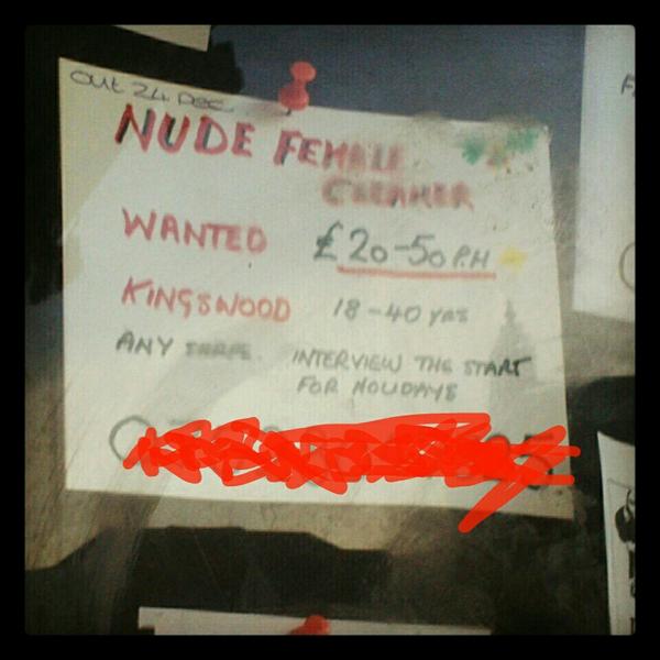 Nude female cleaner