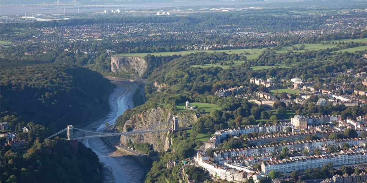 view from balloon over bristol